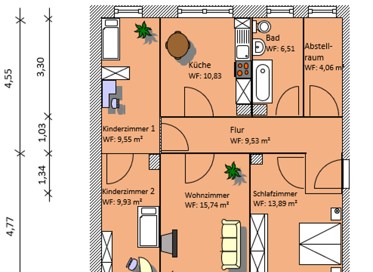 Wohnung zur Miete 425 € 4 Zimmer 80 m² 2. Geschoss Ringstraße 6 Dürrweitzschen Grimma OT Dürrweitzschen 04668