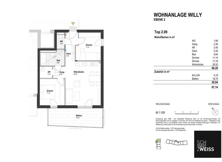 Wohnung zum Kauf - Erstbezug 499.000 € 3 Zimmer 66,2 m² 2. Geschoss Kufstein 6330