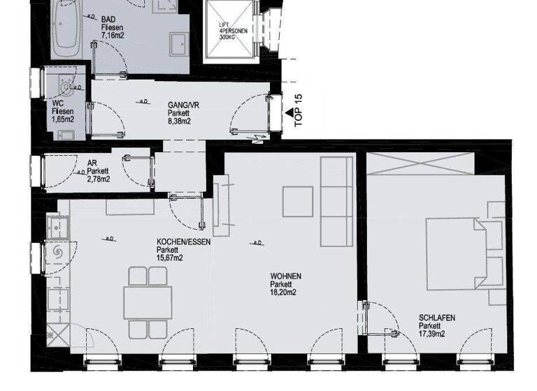 Wohnung zur Miete 712 € 2 Zimmer Waldegg Linz 4020