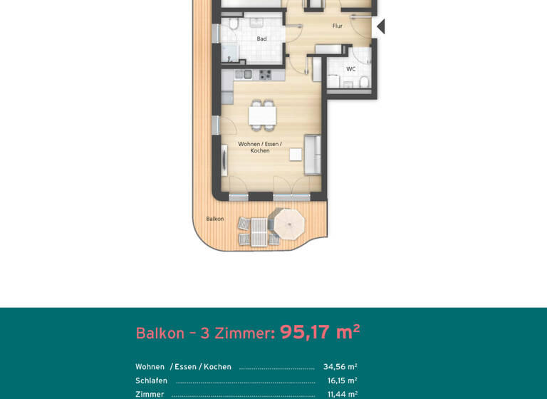 Wohnung zum Kauf - Neubau provisionsfrei 585.000 € 3 Zimmer 95,2 m²<br/>Wohnfläche Zellerau Würzburg 97082