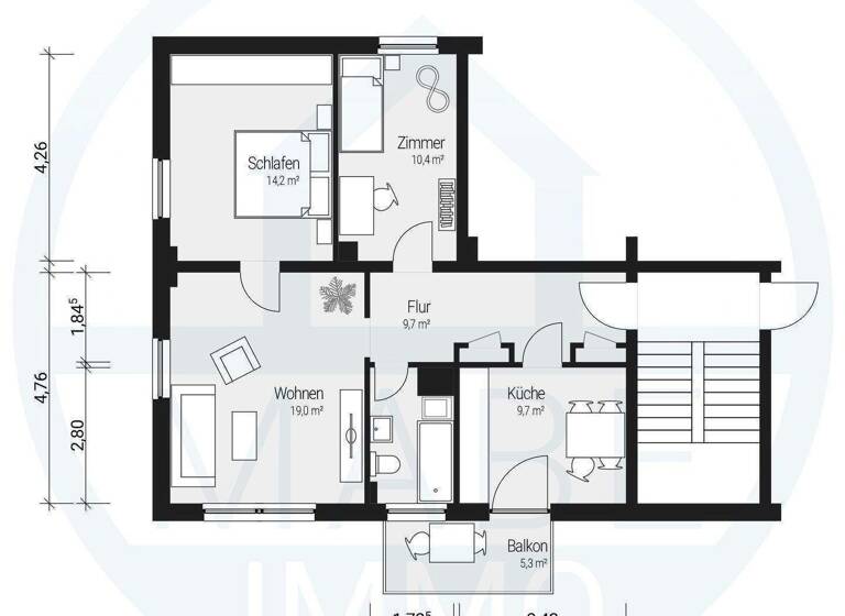 Wohnung zur Miete 455 € 3 Zimmer 69,6 m² 1. Geschoss frei ab sofort Karl-Marx-Straße 19 Hagenwerder Görlitz 02827