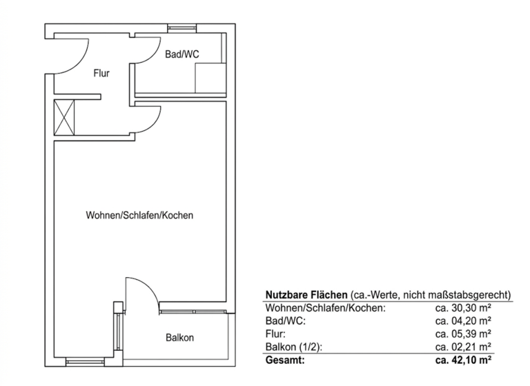 Studio zum Kauf als Kapitalanlage geeignet 195.000 € 1 Zimmer 42 m² St Peter Nürnberg 90478