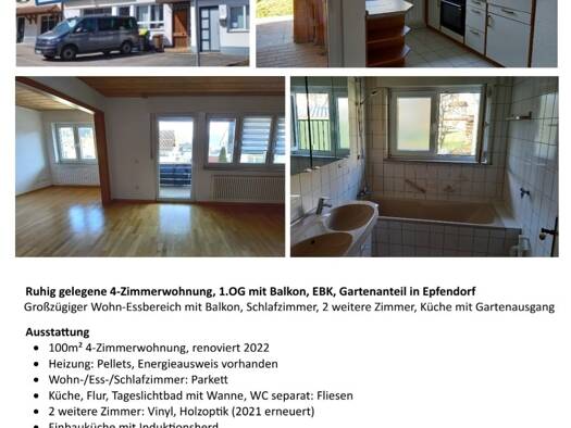 Wohnung zur Miete 850 € 4 Zimmer 100 m² Geschoss EG/2 frei ab sofort Epfendorf 78736