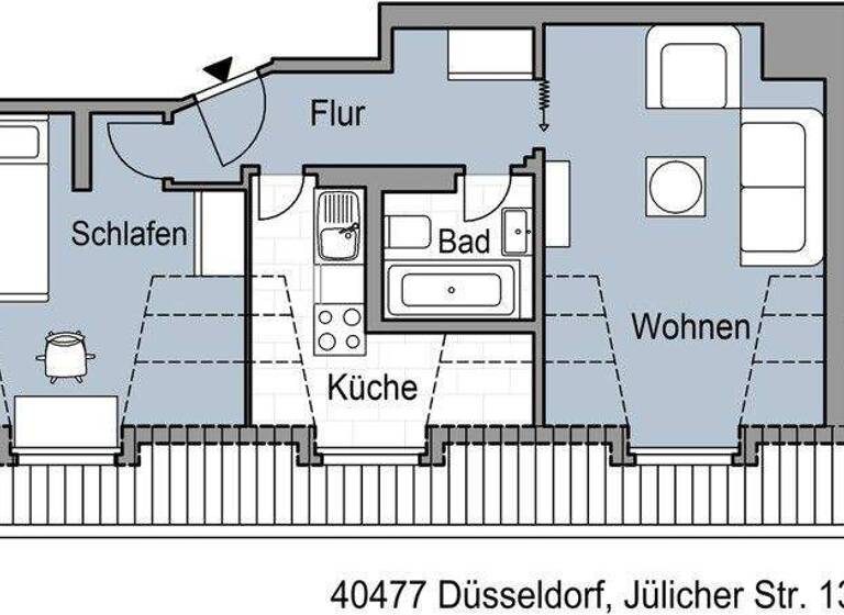 Wohnung zur Miete 609 € 2 Zimmer 40 m² 5. Geschoss frei ab 29.03.2026 Jülicher Str. 13 Pempelfort Düsseldorf 40477