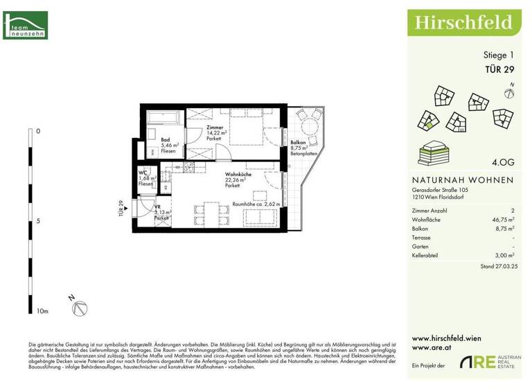 Wohnung zum Kauf - Erstbezug provisionsfrei 290.000 € 2 Zimmer 46,8 m² 4. Geschoss Gerasdorfer Straße 105 Wien 1210