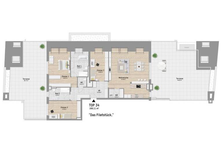 Penthouse zum Kauf - Erstbezug 1.399.900 € 4 Zimmer 167 m² 5. Geschoss Pastorstraße 28 Wien 1210