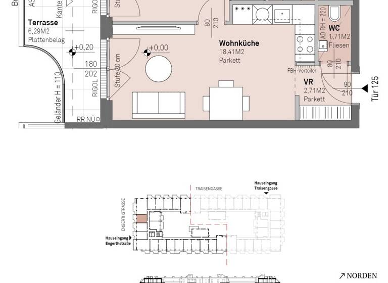 Wohnung zum Kauf - Erstbezug 300.900 € 2 Zimmer 39,3 m² 6. Geschoss frei ab 30.06.2028 Engerthstraße 111 Wien 1200