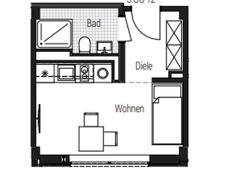 Studio zur Miete - Erstbezug 573 € 1 Zimmer 21,5 m² 3. Geschoss Steinbühler Straße 4-6 Tafelhof Nürnberg 90443