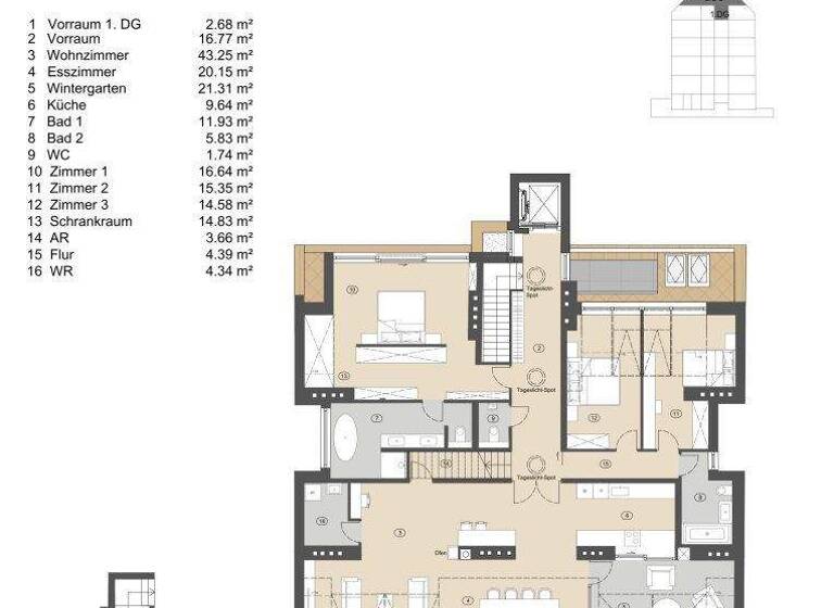 Penthouse zum Kauf - Erstbezug 3.490.000 € 4 Zimmer 208,1 m² 5. Geschoss Blattgasse 11 Wien 1030