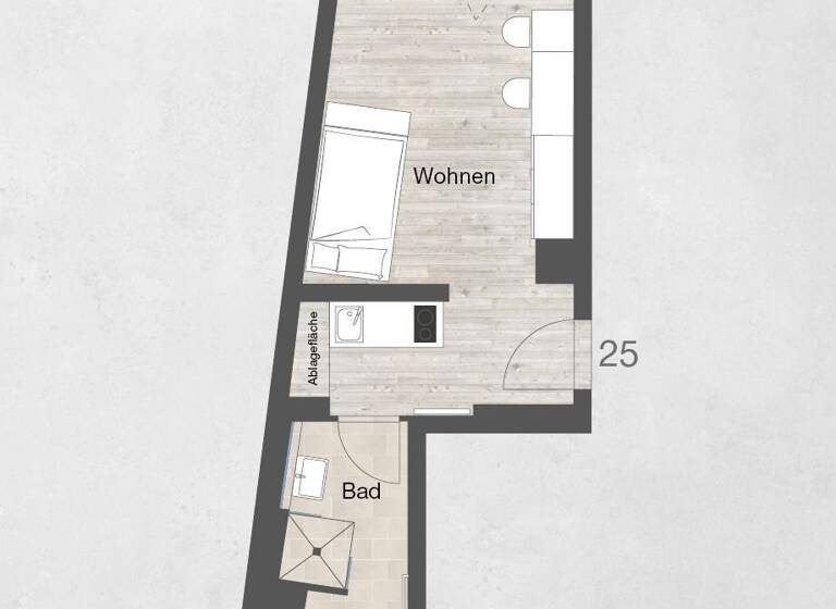 Wohnung zur Miete 560 € 1 Zimmer 23 m²<br/>Wohnfläche 3.<br/>Geschoss ab sofort<br/>Verfügbarkeit Ernststr. 1 St Peter Nürnberg 90478