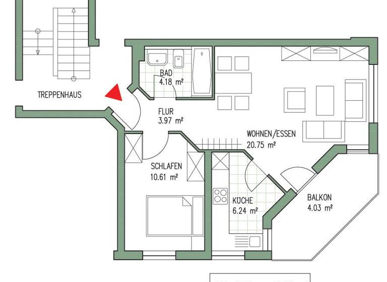 Wohnung zur Miete 765 € 2 Zimmer 49,8 m² 1. Geschoss frei ab 01.07.2026 Am Krähenfeld 2 Markkleeberg 04416