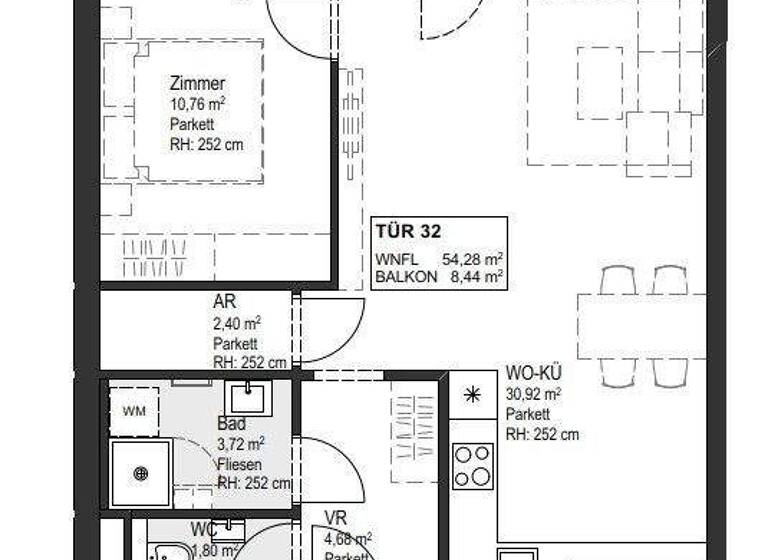 Wohnung zur Miete - Erstbezug 927 € 2 Zimmer 54,3 m² 3. Geschoss Wien 1150