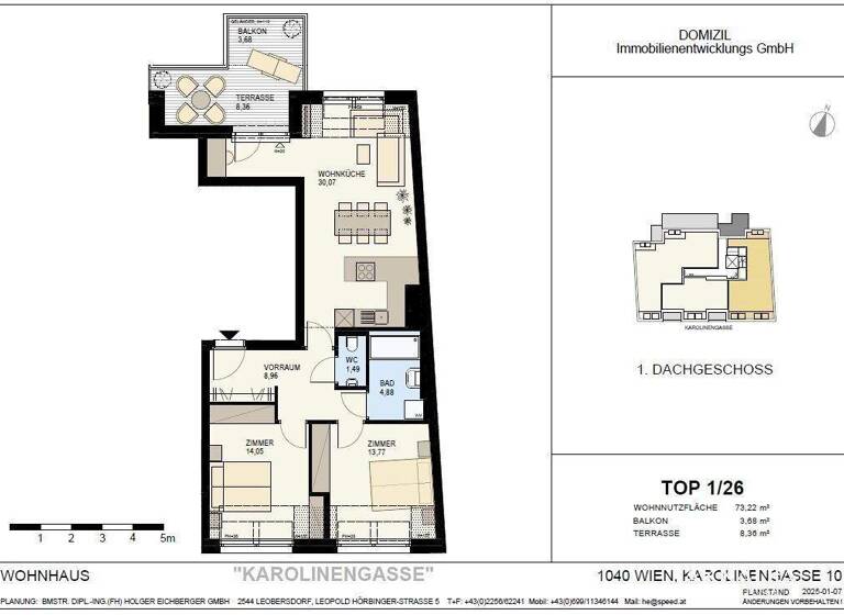 Wohnung zum Kauf - Erstbezug 1.188.600 € 3 Zimmer 73 m² 5. Geschoss Wien 1040