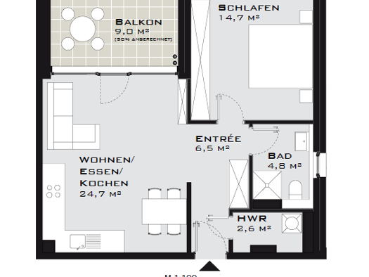 Wohnung zur Miete 700 € 2 Zimmer 58 m² 4. Geschoss frei ab 01.04.2026 Weismark-Feyen Trier 54294