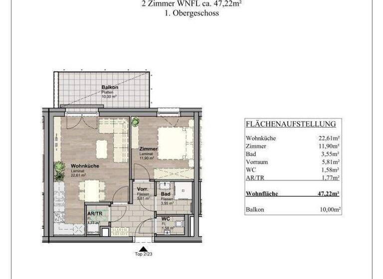 Wohnung zum Kauf - Erstbezug provisionsfrei 194.900 € 2 Zimmer 46 m² Unterwaltersdorf 2442