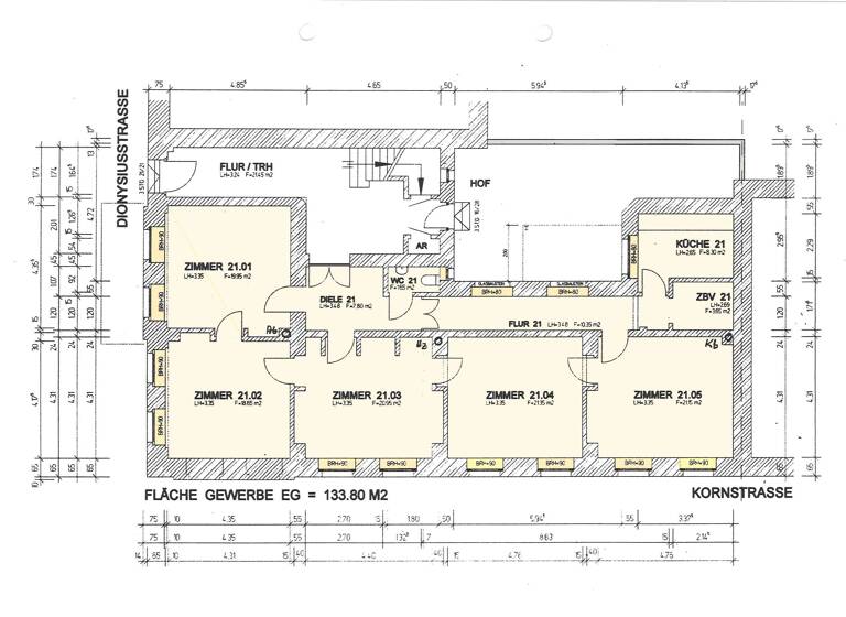 Bürofläche zur Miete 980 € 6 Zimmer 133,8 m² Bürofläche Dionysiusstraße 154 Stadtmitte Krefeld 47798