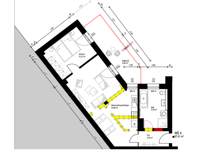 Wohnung zur Miete 873 € 2 Zimmer 67,2 m² 1. Geschoss Innenstadt Halle (Saale) 06112