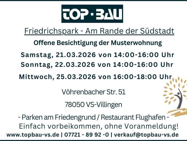 Wohnung zum Kauf - Neubau provisionsfrei 430.150 € 3 Zimmer 82,5 m² Vöhrenbacher Straße 45 Villingen Villingen-Schwenningen 78050