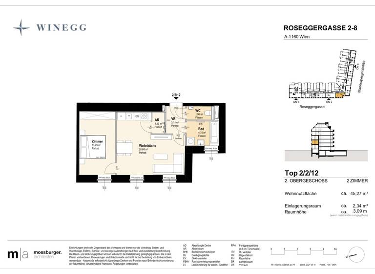 Wohnung zum Kauf - Erstbezug 257.700 € 2 Zimmer 45,3 m² 2. Geschoss Roseggergasse 2-8 Wien 1160