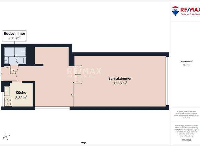 Studio zum Kauf 209.000 € 1 Zimmer 49,8 m² frei ab sofort Stadtmitte Esslingen 73728