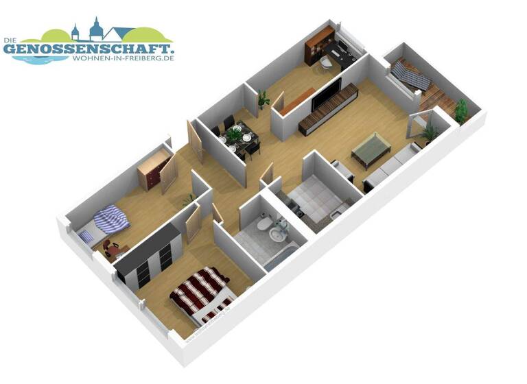 Wohnung zur Miete 499 € 4 Zimmer 67,9 m² EG frei ab 01.03.2026 Am Mühlteich 11 Freiberg 09599