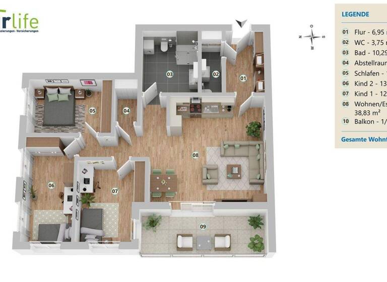 Wohnung zum Kauf provisionsfrei 479.000 € 4 Zimmer 108 m² Kaufbeuren-Neugablonz Kaufbeuren 87600