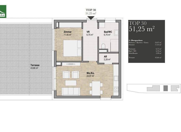 Wohnung zum Kauf - Erstbezug provisionsfrei 399.443 € 2 Zimmer 51,3 m² 4. Geschoss Sankt Leonhard Graz 8010
