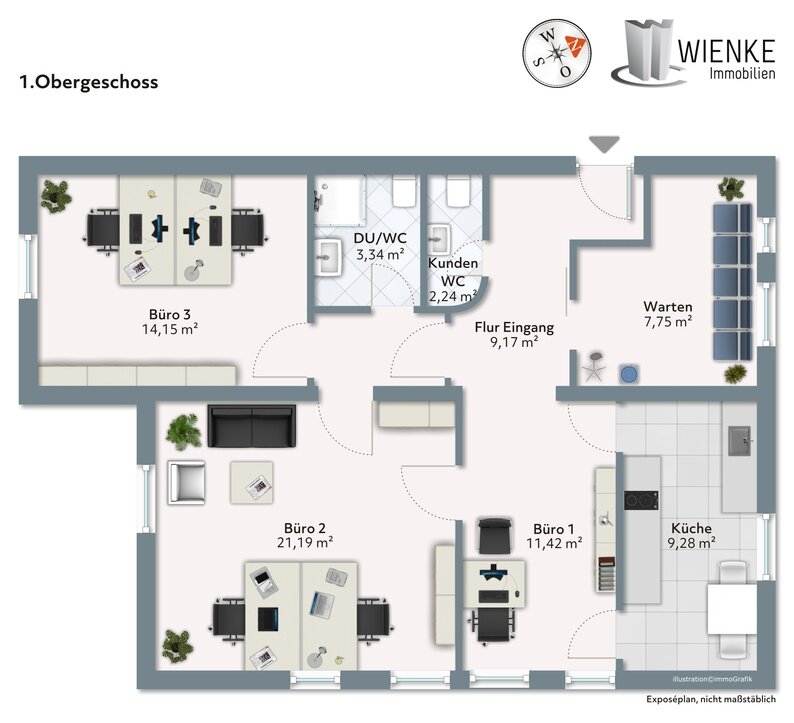 Büro-/Praxisfläche zum Kauf 230.000 € 3 Zimmer 77,7 m²<br/>Bürofläche Hauptstr.10 Tiengen Waldshut-Tiengen 79761