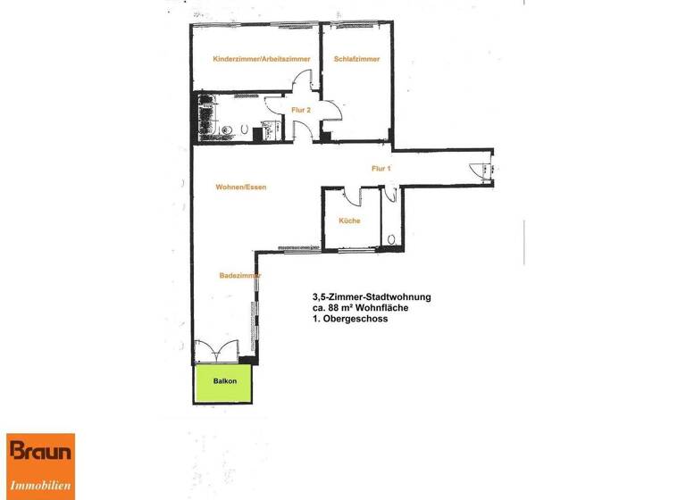 Wohnung zur Miete 1.000 € 3,5 Zimmer 87,7 m² 1. Geschoss Schwenningen Villingen-Schwenningen 78054