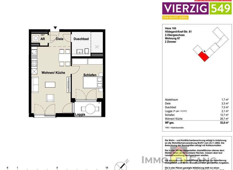 Wohnung zur Miete - Erstbezug 1.150 € 2 Zimmer 54 m² 2. Geschoss frei ab 01.04.2026 Heerdt Düsseldorf 40549