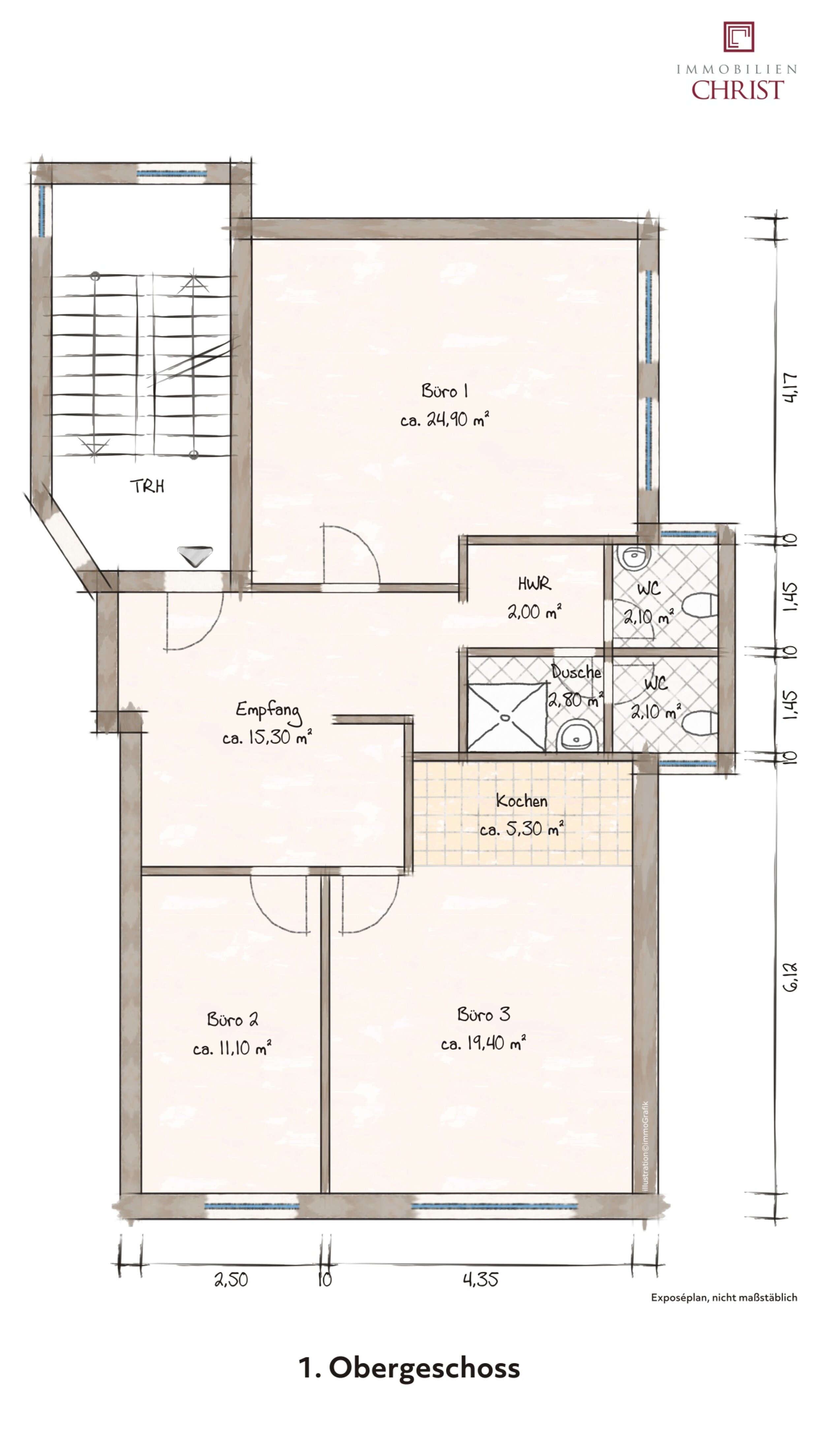 Bürofläche zur Miete 6,20 € 3 Zimmer 86 m²<br/>Bürofläche Brambauer Lünen 44536