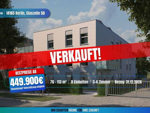 Terrassenwohnung zum Kauf - Erstbezug provisionsfrei als Kapitalanlage geeignet 449.900 € 3 Zimmer 76 m² Claszeile 50 Zehlendorf Berlin 14165