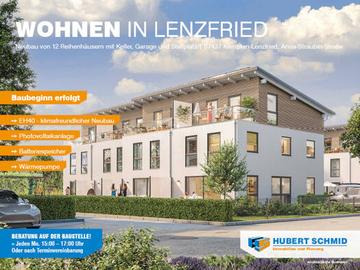 Reihenmittelhaus zum Kauf - Neubau provisionsfrei 980.000 € 148,6 m² 290 m² Grundstück Anna-Straubin-Straße Lenzfried Kempten (Allgäu) 87437