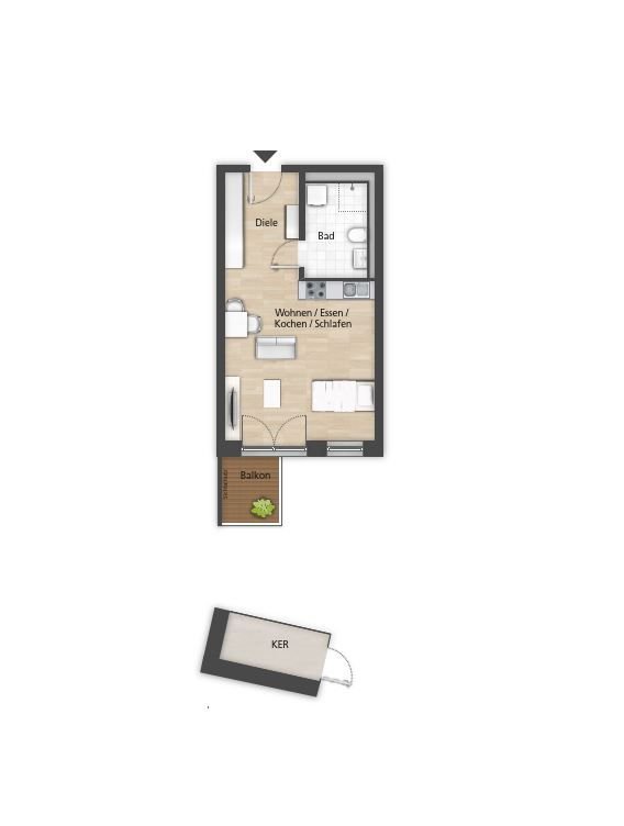 Wohnung zur Miete 690 € 1 Zimmer 41 m²<br/>Wohnfläche 1.<br/>Geschoss ab sofort<br/>Verfügbarkeit Lorenz-Krapp-Straße 2 Kasernen West Bamberg 96052