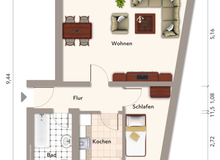 Wohnung zur Miete 369 € 2 Zimmer 52,7 m² 1. Geschoss frei ab sofort Lindenplatz 1 Borstel Stendal 39576