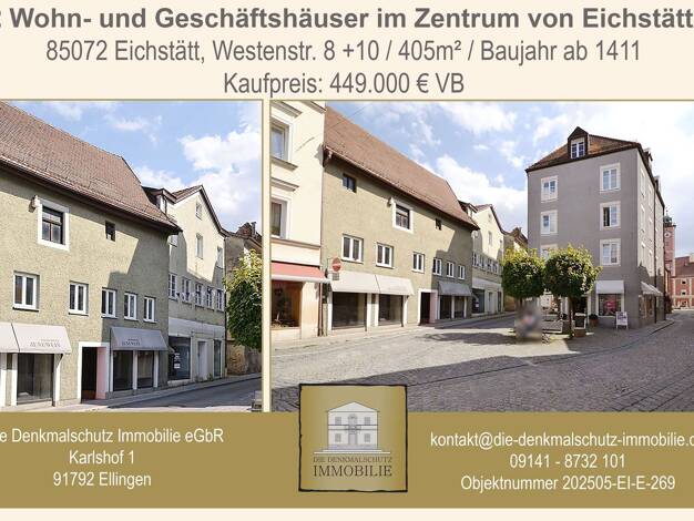 Haus zum Kauf 449.000 € 1.095 m² 405 m² Grundstück Westenstr. 8 Eichstätt Eichstätt 85072