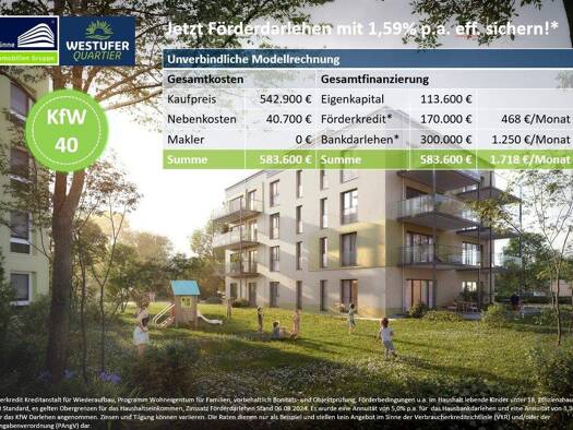 Wohnung zum Kauf - Erstbezug provisionsfrei 542.800 € 4 Zimmer 119,8 m² 1. Geschoss Markranstädt 04420