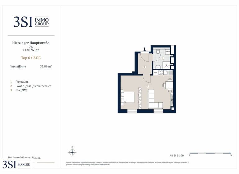Studio zum Kauf 249.000 € 1 Zimmer 35,9 m² 2. Geschoss Hietzinger Hauptstraße 74 Wien 1130