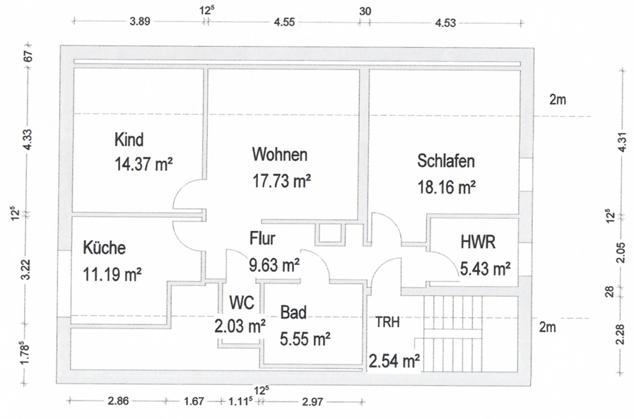 Wohnung zur Miete 840 € 4 Zimmer 86,7 m²<br/>Wohnfläche 3.<br/>Geschoss Mühldorf Mühldorf 84453