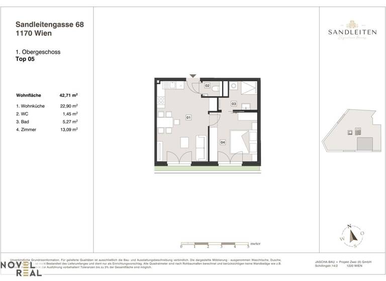 Wohnung zum Kauf - Erstbezug 349.000 € 2 Zimmer 42,7 m² 1. Geschoss Wien 1170