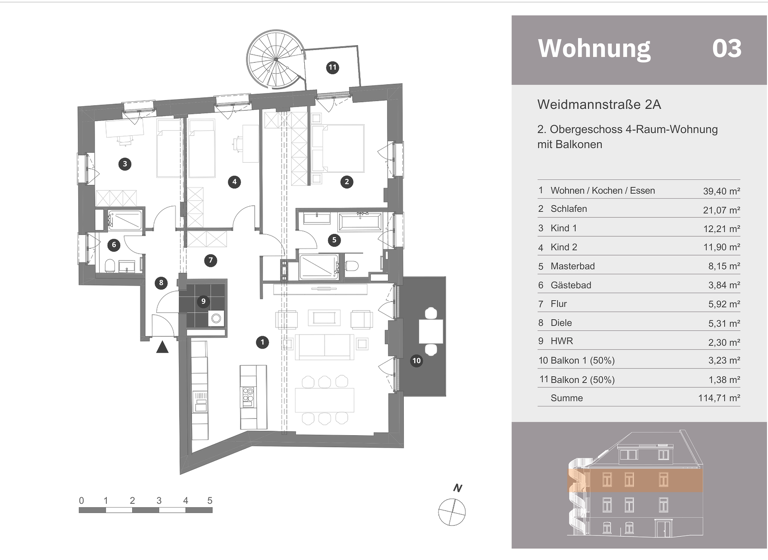 Wohnung zum Kauf provisionsfrei 643.000 € 4 Zimmer 114,7 m² 2. Geschoss Weidmannstraße 2a Neustadt-Neuschönefeld Leipzig 04315