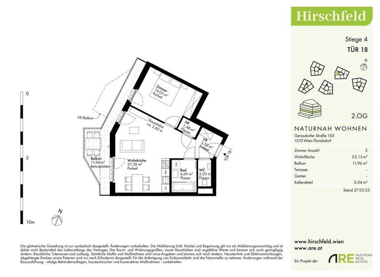 Wohnung zum Kauf - Erstbezug 286.400 € 2 Zimmer 53 m² 2. Geschoss Wien 1210