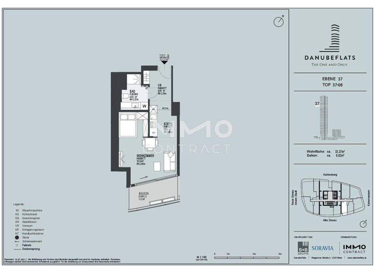 Studio zum Kauf - Erstbezug 464.900 € 1 Zimmer 33,4 m² Wagramer Straße 2 Wien 1220