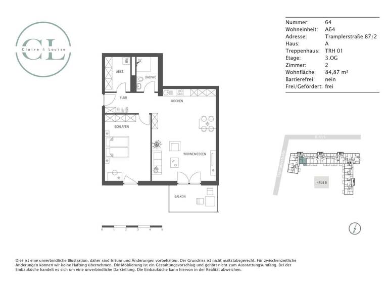 Wohnung zur Miete 934 € 2 Zimmer 84,9 m² 3. Geschoss Tramplerstraße 87/2 Lahr 77933
