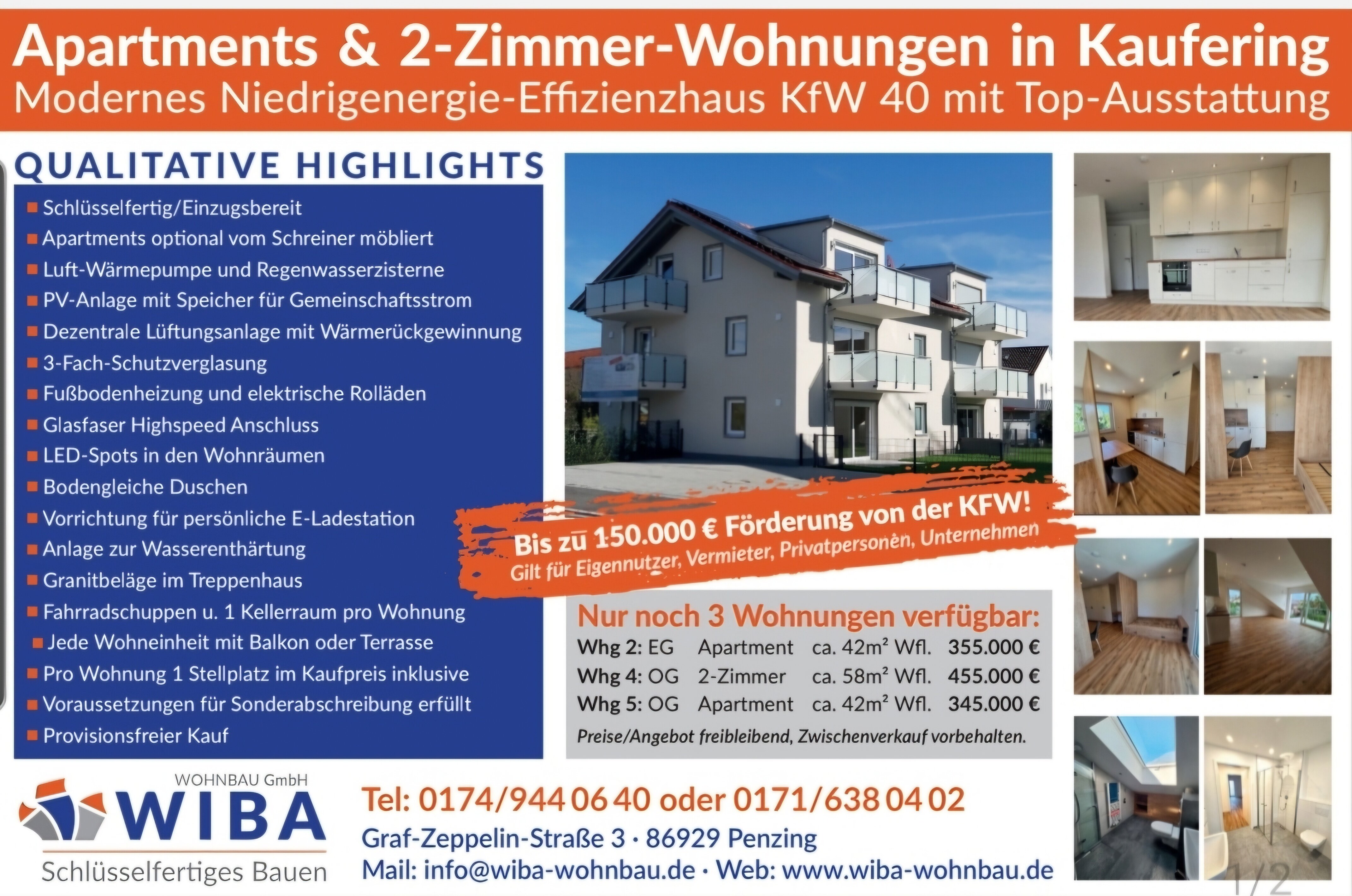 Studio zum Kauf provisionsfrei als Kapitalanlage geeignet 355.000 € 1 Zimmer 42 m²<br/>Wohnfläche Wiesenweg 2 Kaufering 86916