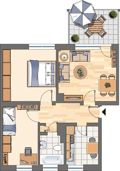 Wohnung zur Miete 490 € 3,5 Zimmer 57,8 m² 2. Geschoss frei ab 26.01.2025 Schweriner Straße 32 Schwerin Castrop-Rauxel 44577