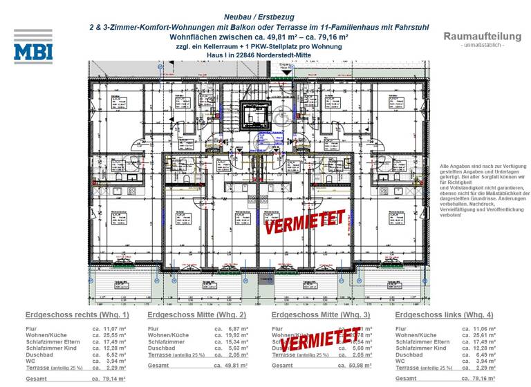 Terrassenwohnung zur Miete - Erstbezug 1.080 € 2 Zimmer 50 m² EG frei ab 01.05.2026 Harksheide Norderstedt 22846