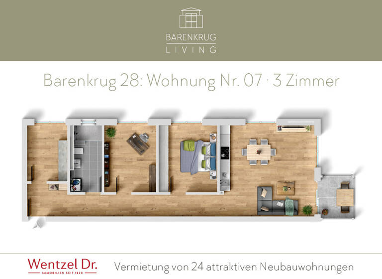 Wohnung zur Miete 1.622 € 3 Zimmer 87,2 m² 1. Geschoss frei ab 01.09.2026 Barenkrug 28 Farmsen-Berne Hamburg 22159