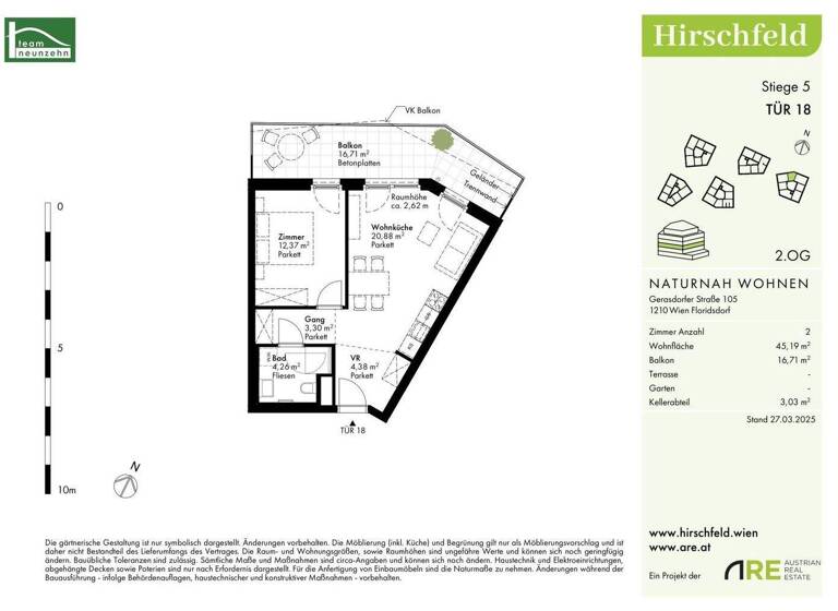 Wohnung zum Kauf - Erstbezug provisionsfrei 285.000 € 2 Zimmer 45,2 m² 2. Geschoss Gerasdorfer Straße 105 Wien 1210