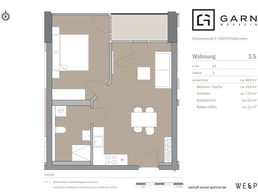 Wohnung zur Miete - Erstbezug 985 € 2 Zimmer 48 m² 3. Geschoss frei ab 01.11.2026 Kolbermoor 83059